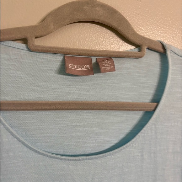 Chico's Women's Short Sleeve Tee Top Round Neck Light Blue - Picture 3 of 5